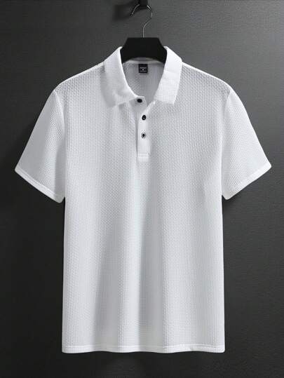 Men's Solid Short Sleeve Casual Polo Shirt