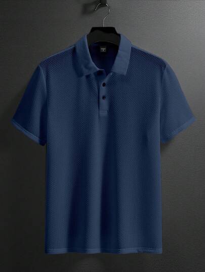 Men's Solid Short Sleeve Casual Polo Shirt