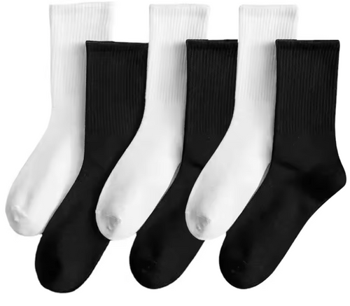 6 pairs of white&black unisex socks