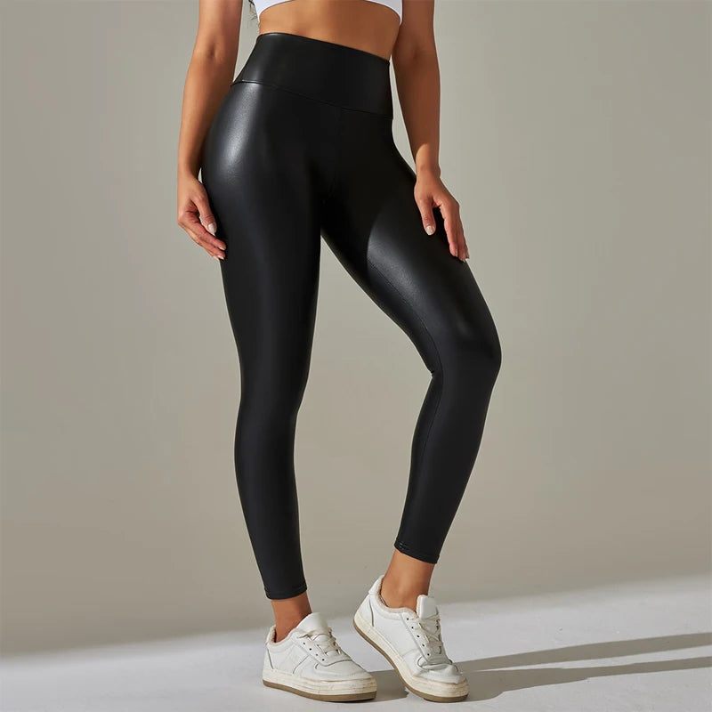 Trendy Leather Yoga Pants