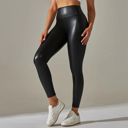 Trendy Leather Yoga Pants