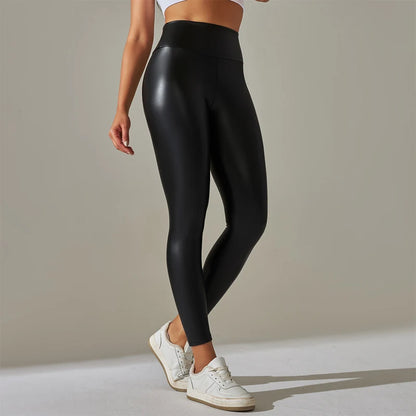 Trendy Leather Yoga Pants